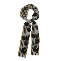 Women's Sweet Flower Satin Silk Scarves main image 5