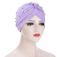 Women's Fashion Solid Color Pearl Eaveless Beanie Hat sku image 10