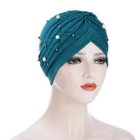 Women's Fashion Solid Color Pearl Eaveless Beanie Hat main image 2