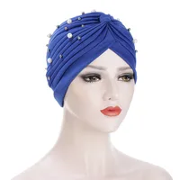 Women's Fashion Solid Color Pearl Eaveless Beanie Hat sku image 3