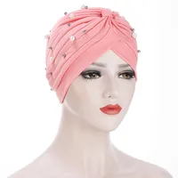 Women's Fashion Solid Color Pearl Eaveless Beanie Hat sku image 11