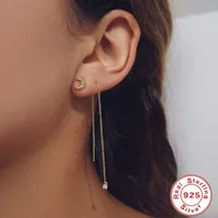 1 Pair 925 Sterling Silver Zircon Solid Color Ear Line main image 4