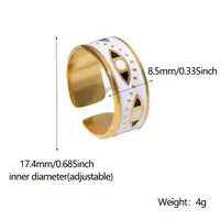 304 Stainless Steel 18K Gold Plated Punk Enamel Plating Eye Ab Glue Open Rings main image 6