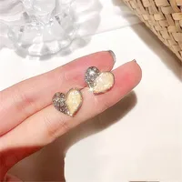 1 Pair Simple Style Heart Shape Inlay Alloy Rhinestones Ear Studs main image 1