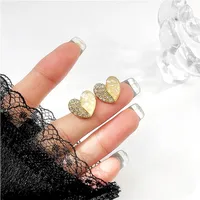 1 Pair Simple Style Heart Shape Inlay Alloy Rhinestones Ear Studs main image 3