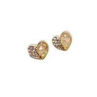 1 Pair Simple Style Heart Shape Inlay Alloy Rhinestones Ear Studs main image 5