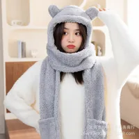 Women's Cute Solid Color Ear Warap Wool Cap sku image 4
