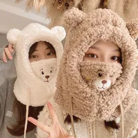 Women's Cute Simple Style Bear Ear Warap Trapper Hat main image 2