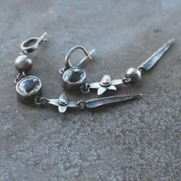 1 Pair Vintage Style Flower Tassel Plating Inlay Alloy Artificial Gemstones Drop Earrings main image 2