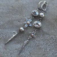 1 Pair Vintage Style Flower Tassel Plating Inlay Alloy Artificial Gemstones Drop Earrings main image 1