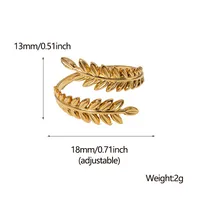 Sweet Leaf Stainless Steel Plating Open Ring 1 Piece main image 2