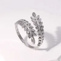 Sweet Leaf Stainless Steel Plating Open Ring 1 Piece main image 3