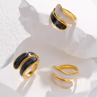 Fashion Color Block Stainless Steel Plating Open Ring main image 2