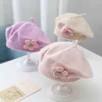 Women's Elegant Lady Solid Color Flower Beret Hat main image 1