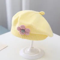Women's Elegant Lady Solid Color Flower Beret Hat sku image 11