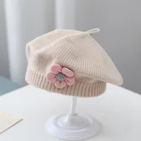 Women's Elegant Lady Solid Color Flower Beret Hat sku image 9