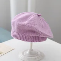 Women's Elegant Lady Solid Color Flower Beret Hat sku image 4