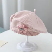 Women's Elegant Lady Solid Color Flower Beret Hat sku image 1