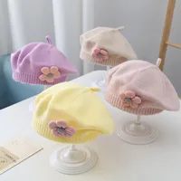 Women's Elegant Lady Solid Color Flower Beret Hat main image 4