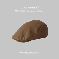 Unisex Basic Retro Solid Color Curved Eaves Beret Hat sku image 2