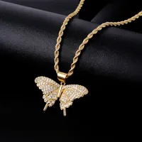Wholesale Classic Style Streetwear Butterfly 304 Stainless Steel Copper Plating Inlay K Gold Plated Rhinestones Pendant Necklace main image 2