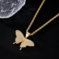 Wholesale Classic Style Streetwear Butterfly 304 Stainless Steel Copper Plating Inlay K Gold Plated Rhinestones Pendant Necklace main image 4