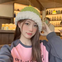 Women's Cute Retro Sweet Solid Color Eaveless Wool Cap main image 3
