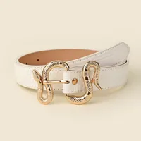 Elegant Streetwear Solid Color Snake Pu Leather Alloy Women's Leather Belts main image 3