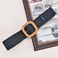 Elegant Basic Solid Color Straw Women's Woven Belts sku image 1