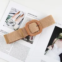 Elegant Basic Solid Color Straw Women's Woven Belts sku image 2