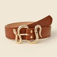 Elegant Streetwear Solid Color Snake Pu Leather Alloy Women's Leather Belts main image 5