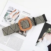Elegant Basic Solid Color Straw Women's Woven Belts sku image 4