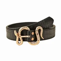 Elegant Streetwear Solid Color Snake Pu Leather Alloy Women's Leather Belts main image 4