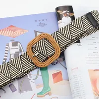 Elegant Basic Solid Color Straw Women's Woven Belts main image 5