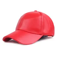 Solid Color PU Curved Leather Baseball Cap Trendy Men's Hat Peaked Cap Korean Style Hip Hop Hat Women's Hat Couple Sun Hat sku image 1