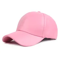 Solid Color PU Curved Leather Baseball Cap Trendy Men's Hat Peaked Cap Korean Style Hip Hop Hat Women's Hat Couple Sun Hat sku image 7