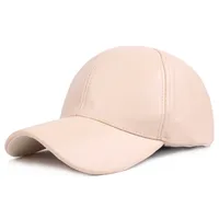 Solid Color PU Curved Leather Baseball Cap Trendy Men's Hat Peaked Cap Korean Style Hip Hop Hat Women's Hat Couple Sun Hat sku image 5