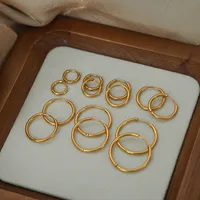 1 Pair Simple Style Circle Solid Color Plating Titanium Steel 18K Gold Plated Hoop Earrings main image 1