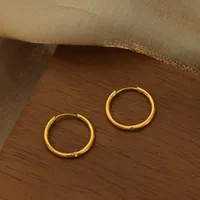 1 Pair Simple Style Circle Solid Color Plating Titanium Steel 18K Gold Plated Hoop Earrings main image 4
