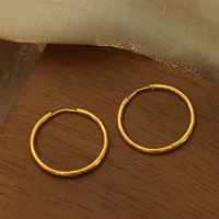 1 Pair Simple Style Circle Solid Color Plating Titanium Steel 18K Gold Plated Hoop Earrings main image 3