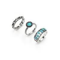 Retro Color Block Silver Plated Turquoise Alloy Wholesale Rings main image 8