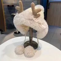 Women's Cute Basic Antlers Ear Warap Trapper Hat main image 2