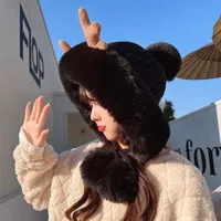 Women's Cute Basic Antlers Ear Warap Trapper Hat main image 4