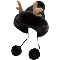 Women's Cute Basic Antlers Ear Warap Trapper Hat main image 5