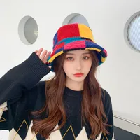 Unisex Basic Retro Color Block Wide Eaves Bucket Hat main image 5