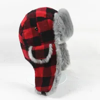 Unisex Basic Vintage Style Plaid Ear Warap Trapper Hat main image 4