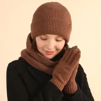 Women's Simple Style Solid Color Polyester Acrylic 3 Pieces Set main image 3