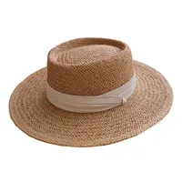 Women's Basic Pastoral Simple Style Solid Color Flat Eaves Straw Hat main image 3