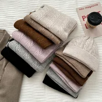 Unisex Classic Style Stripe Knit Scarf Hat 2 Pieces main image 1