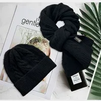 Unisex Classic Style Stripe Knit Scarf Hat 2 Pieces sku image 1